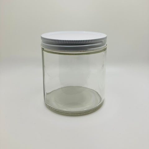 16 oz Straight Sided Glass Jar w/ White Lid