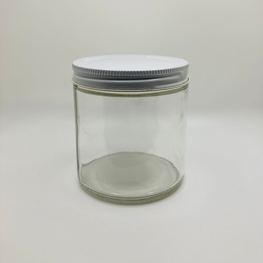 16 oz Straight Sided Glass Jar w/ White Lid