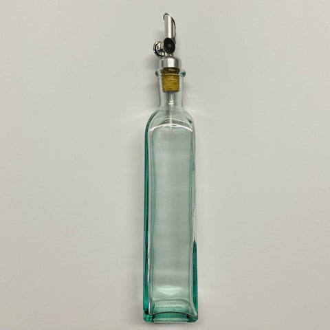 12.5 oz Rectangle Clear Glass Bottle, Weighted Pour Spout