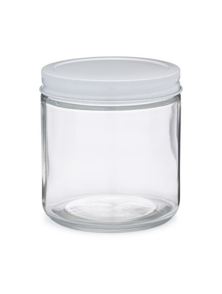 16 oz Straight Sided Glass Jar w/ White Lid