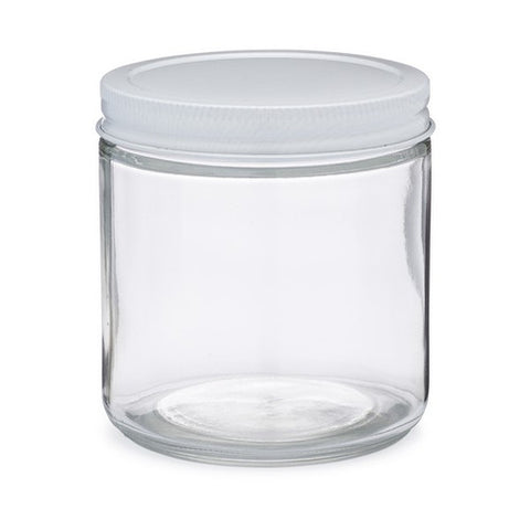 16 oz Straight Sided Glass Jar w/ White Lid