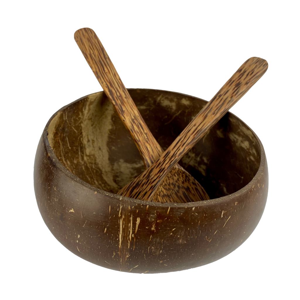 Coconut Bowl Set with Fork & Spoon